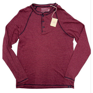 Faherty‎ 2XL Cloud Long Sleeve Henley Cumberland Stripe Red Blue NWT